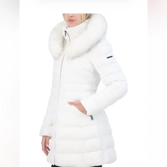 Laundry by Shelli Segal Women's Faux-Fur-Trim Hooded Puffer Coat size M - Picture 3 of 13